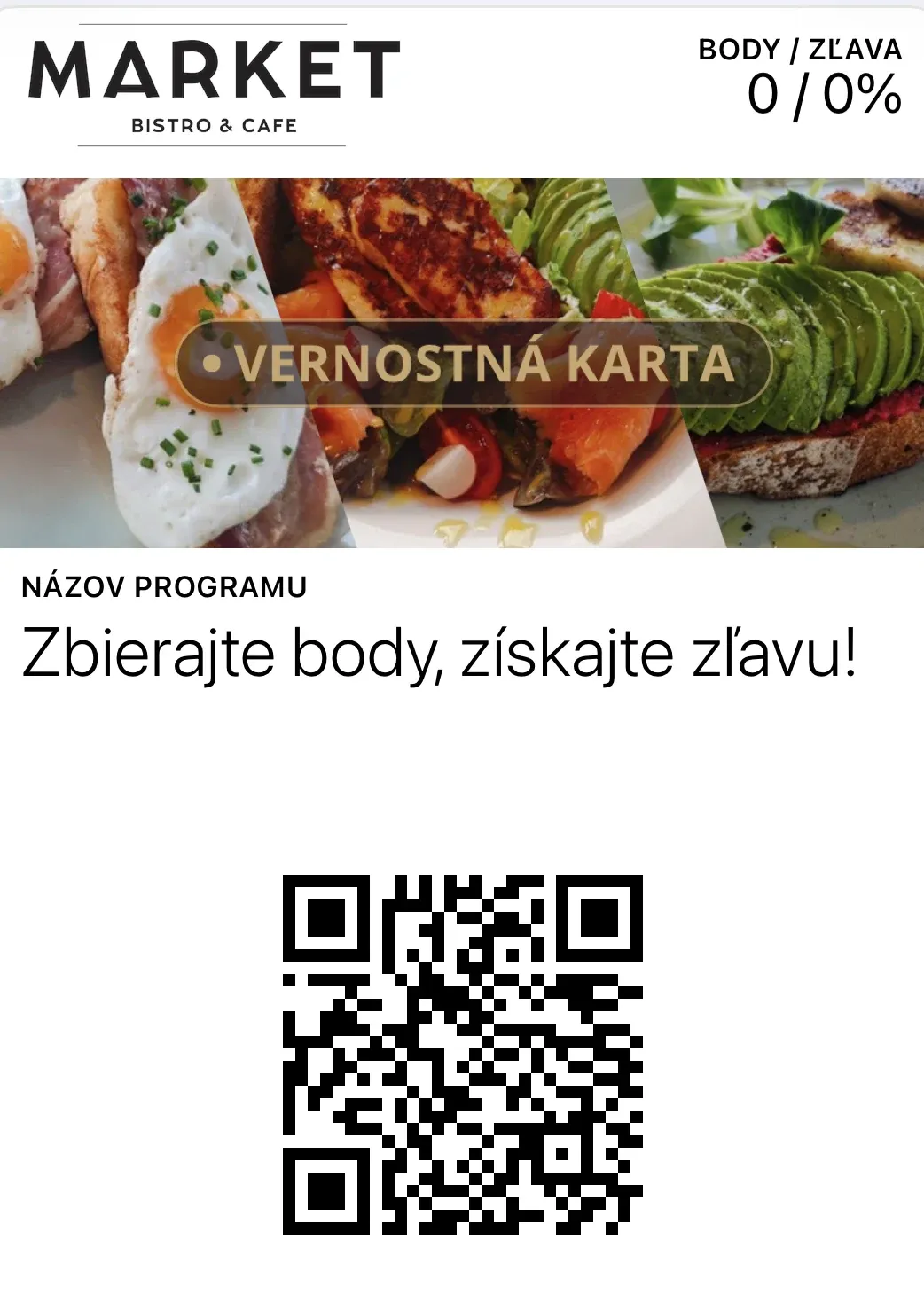 Vernostná karta Market Bistro v Apple Wallet