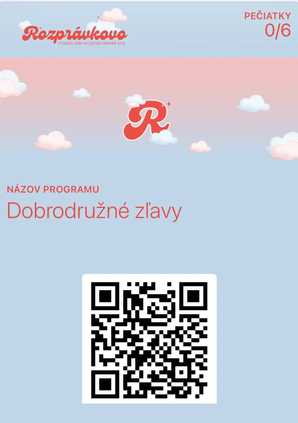 Pečiatková karta Rozprávkovo v Apple Wallet