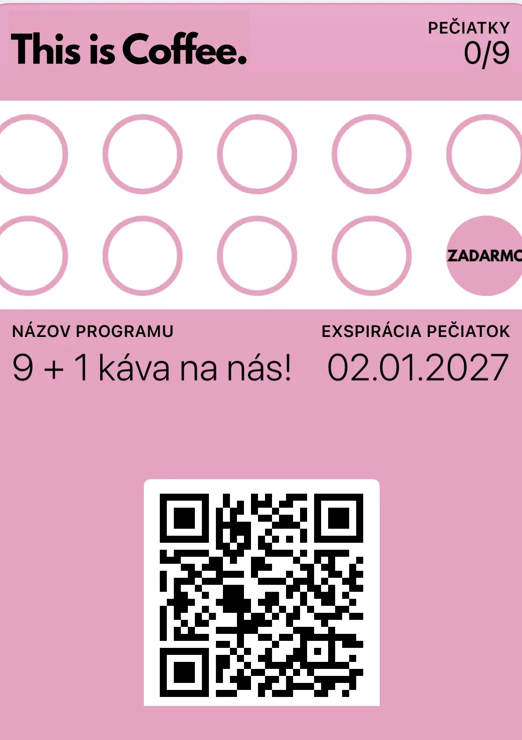 Pečiatková karta This is Coffee v Apple Wallet